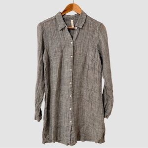 Nuthatch Gray Linen Long Sleeve Button Up TuniC Shirt S NWT